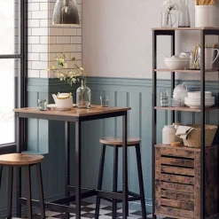 Rootz Træbarbord - Vintage køkkenbord - Køkkenbarborde - Højt skrivebord - Industrielt - Træ & Metal - 60 x 60 x 90 cm