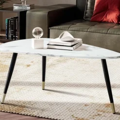 Rootz trekantet sofabord - Moderne sofabord - Stilfuldt stuebord - Marmorlook - 90cm x 60cm x 41cm