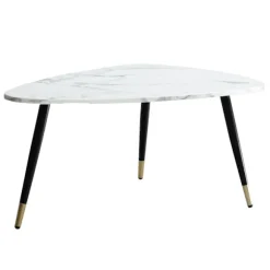 Rootz trekantet sofabord - Moderne sofabord - Stilfuldt stuebord - Marmorlook - 90cm x 60cm x 41cm