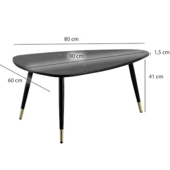 Rootz trekantet sofabord - moderne sofabord - stuebord - marmorlook - sikre metalben - 90 cm x 60 cm x 41 cm