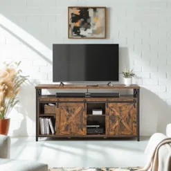 Rootz TV Cabinet Vintage Country Style - Media Console - Retro TV Stand - Chipboard & Steel - 40 cm x 147 cm x 76 cm