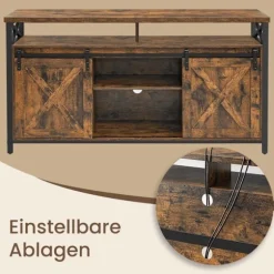 Rootz TV Cabinet Vintage Country Style - Media Console - Retro TV Stand - Chipboard & Steel - 40 cm x 147 cm x 76 cm