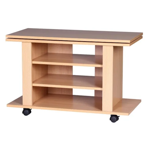 Rootz TV HiFi Bænk Bøg TV-stander, drejelig og rullebar 75 x 38 x 51 cm