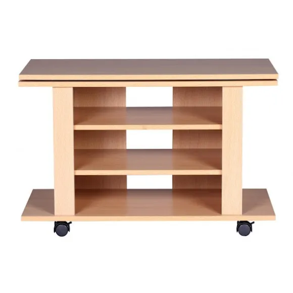 Rootz TV HiFi Bænk Bøg TV-stander, drejelig og rullebar 75 x 38 x 51 cm