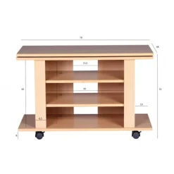 Rootz TV HiFi Bænk Bøg TV-stander, drejelig og rullebar 75 x 38 x 51 cm