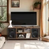 Rootz TV -hylde - Underholdningskonsol - TV Stand - Robust stål og træspanel - Brun -sort - 120 cm x 40 cm x 50 cm