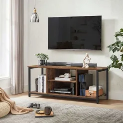 Rootz TV -hylde - Underholdningskonsol - TV Stand - Robust stål og træspanel - Brun -sort - 120 cm x 40 cm x 50 cm