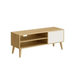 Rootz TV -kabinet - Mediekonsol - Underholdningsstand - Brown & White - Stor opbevaring - 120 cm x 40 cm x 49 cm