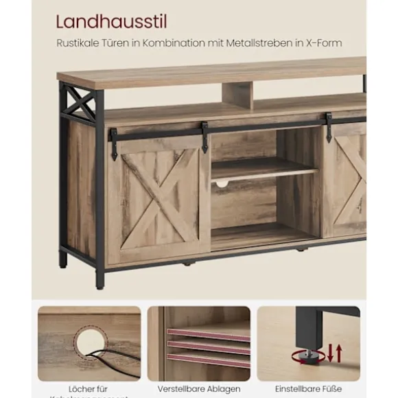 Rootz TV -kabinet - Stand - Media Console - Robust stål - 40 x 147 x 76 cm - Op til 65 "TVS - Brown Black