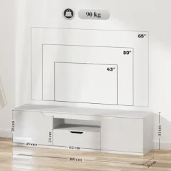 Rootz TV Lowboard - Mediekonsol - TV -stand - High Gloss Finish - Passer til tv -op til 65 