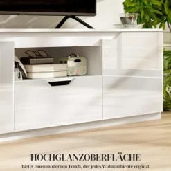 Rootz TV Lowboard - Mediekonsol - TV -stand - High Gloss Finish - Passer til tv -op til 65 