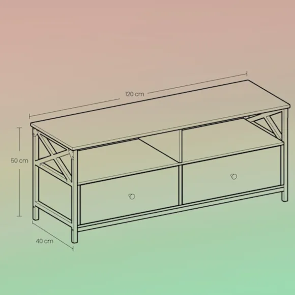 Rootz TV Stand - Media Console - Entertainment Center - Brown -Black - Robust design - 120 cm x 40 cm x 50 cm