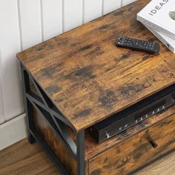 Rootz TV Stand - Mediekonsol - Moderne TV Stand - Hjørne TV Stand - TV Bord - Spånplade/Stål - Vintage Brun-Sort - 120 x 40 x 50 cm