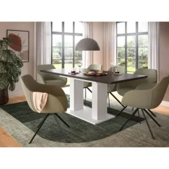 Rootz Udvideligt spisebord - middagsbord - justerbar bord - holdbar og let ren - 150-190x76x80 cm - Hvid & grå replika
