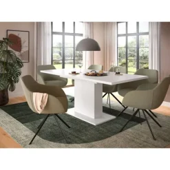 Rootz Udvideligt spisebord - hvidt - spånplader - holdbar og let rengøring - 150-190 cm x 76 cm x 80 cm