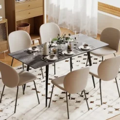 Rootz udvideligt spisebord - Udvidbart køkkenbord - Pladsbesparende bord - Sæder 6 til 8 - Robuste stålben - Grå - 120/160x75x77cm