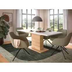 Rootz Udvideligt spisebord - Spisemøbler - Brun og hvid finish - Let justerbarhed - 150-190x76x80cm