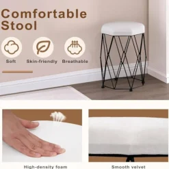 Rootz Vanity Dressing Table Set - Makeup Table - Beauty Desk - Dæmpbar LED -spejl - Velvet Affool - 100 cm x 126 cm x 40 cm - Hvid & sort
