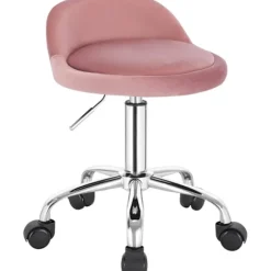 Rootz Velvet Office Taburet - Justerbar Skrivebordsstol - Rolling Task Chair - Komfortabel, Fleksibel, Holdbar - 53cm-65,5cm x 30cm x 30cm