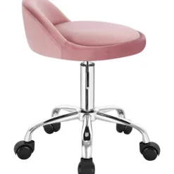 Rootz Velvet Office Taburet - Justerbar Skrivebordsstol - Rolling Task Chair - Komfortabel, Fleksibel, Holdbar - 53cm-65,5cm x 30cm x 30cm