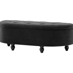 Rootz Velvet Opbevaringsbænk - Osmannisk - Polstret skammel - Tæt polstring - Sorte gummitræben - 120 cm x 46 cm x 42 cm