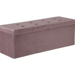 Rootz Velvet Opbevaringsskammel - Osmannisk - Fodstøtte - 118L Kapacitet - Sammenfoldelig og bærbar - Luksuriøs komfort - 110 cm x 38 cm x 37,5 cm