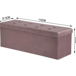 Rootz Velvet Opbevaringsskammel - Osmannisk - Fodstøtte - 118L Kapacitet - Sammenfoldelig og bærbar - Luksuriøs komfort - 110 cm x 38 cm x 37,5 cm