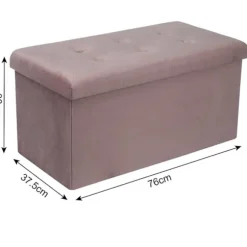 Rootz Velvet Opbevaringsskammel - Sammenfoldelig osmannisk - Stor kapacitet - Elegant design - 76 cm x 38 cm x 37,5 cm
