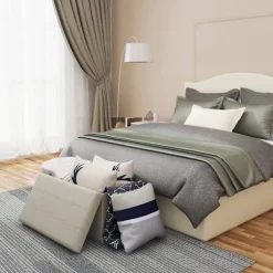Rootz Velvet Opbevaringsskammel - Sammenfoldelig osmannisk - Stor kapacitet - Stabilt stel - 76 cm x 38 cm x 37,5 cm