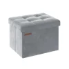 Rootz Velvet sædekiste - Opbevaring Ottoman - Polstret bænk - MDF-konstruktion - Duegrå - 31 cm x 41 cm x 31 cm - Letvægts - Rummelig - Robust