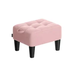 Rootz Velvet Seat Accoal - Pink and Black -Ottoman - Footrest - Understøtter 150 kg - 40 cm x 32 cm x 26 cm
