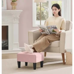 Rootz Velvet Seat Accoal - Pink and Black -Ottoman - Footrest - Understøtter 150 kg - 40 cm x 32 cm x 26 cm