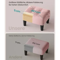 Rootz Velvet Seat Accoal - Pink and Black -Ottoman - Footrest - Understøtter 150 kg - 40 cm x 32 cm x 26 cm
