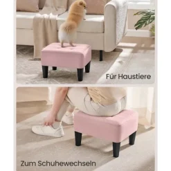 Rootz Velvet Seat Accoal - Pink and Black -Ottoman - Footrest - Understøtter 150 kg - 40 cm x 32 cm x 26 cm