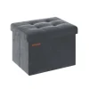 Rootz Velvet Seat Chest - Opbevaring Ottoman - Fodstøtte - MDF Konstruktion - 32L Kapacitet - 31cm x 41cm x 31cm - Skifergrå