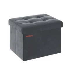 Rootz Velvet Seat Chest - Opbevaring Ottoman - Fodstøtte - MDF Konstruktion - 32L Kapacitet - 31cm x 41cm x 31cm - Skifergrå