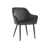 Rootz Velvet spisestuestol - Grå stol - Polstret sæde - Skumpolstring - Pulverlakerede metalben - 62,5 cm x 60 cm x 85 cm