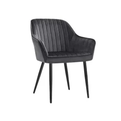 Rootz Velvet spisestuestol - Grå stol - Polstret sæde - Skumpolstring - Pulverlakerede metalben - 62,5 cm x 60 cm x 85 cm