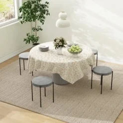 Rootz Velvet spisestuestole Sæt med 4 - Stabelbare køkkenskamler - Polstrede møbler - Elegant design - Pladsbesparende - 41,5 cm x 41,5 cm x 46 cm