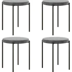 Rootz Velvet spisestuestole Sæt med 4 - Stabelbare køkkenskamler - Polstrede møbler - Elegant design - Pladsbesparende - 41,5 cm x 41,5 cm x 46 cm