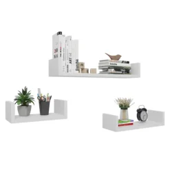 Rootz væghylde - U-formet afsats - Flydende bogreol - Displaystativ - Opbevaringsholder - Monterbart stativ - Hvid - 26,0 x 8,7 x 8,2 tommer