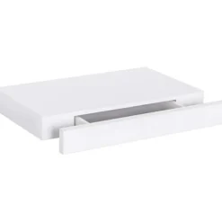Rootz væghylde - Vægmonteret hylde - Flydende hylde - MDF flydende hylde med skuffe - Hvid - 40 cm x 25 cm x 5 cm - Yderligere opbevaring