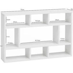 Rootz væghylde hvid 75x51x16 cm hængehylde i træ moderne - Design vægplade frit svævende - Træhylde til væggen - Reol Smal - Dekorativ hylde svævende | Fyndiq
