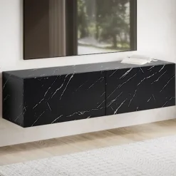 Rootz vægmonteret tv-skab - Mediekonsol - Underholdningsenhed - Ridsefast - 120 cm x 30 cm x 30 cm - MDF med marmorlook