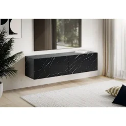 Rootz vægmonteret tv-skab - Mediekonsol - Underholdningsenhed - Ridsefast - 120 cm x 30 cm x 30 cm - MDF med marmorlook