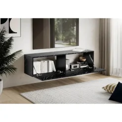 Rootz vægmonteret tv-skab - Mediekonsol - Underholdningsenhed - Ridsefast - 120 cm x 30 cm x 30 cm - MDF med marmorlook