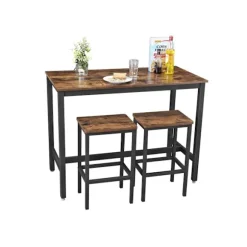 Rootz Vintage barbordssæt - Mørkebrunt pubbord - Bistrosæt i spånplade - Jernstel - 120 cm x 60 cm x 90 cm - 40 cm x 30 cm x 65 cm skamler - 24,5 kg - | Fyndiq