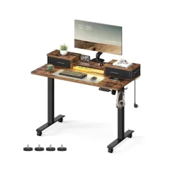 Rootz Vintage Brown Skrivebord - Studiebord - Skrivebord - Spånplade - Stålramme - Oxford klud - Justerbar højde - Rummelig overflade - Nem montering | Fyndiq
