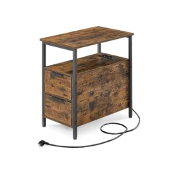 Rootz Vintage Brown-Classic Sort Sidebord - Spånplade stålmøbler - Natbord Endebord - Robust konstruktion - Rummelig opbevaring - Nem montering - 60 c | Fyndiq