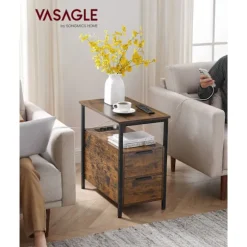 Rootz Vintage Brown-Classic Sort Sidebord - Spånplade stålmøbler - Natbord Endebord - Robust konstruktion - Rummelig opbevaring - Nem montering - 60 c | Fyndiq